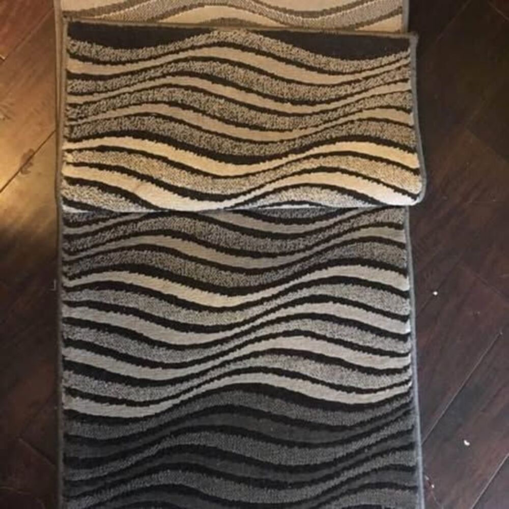 Zebra print black and white long rug runner